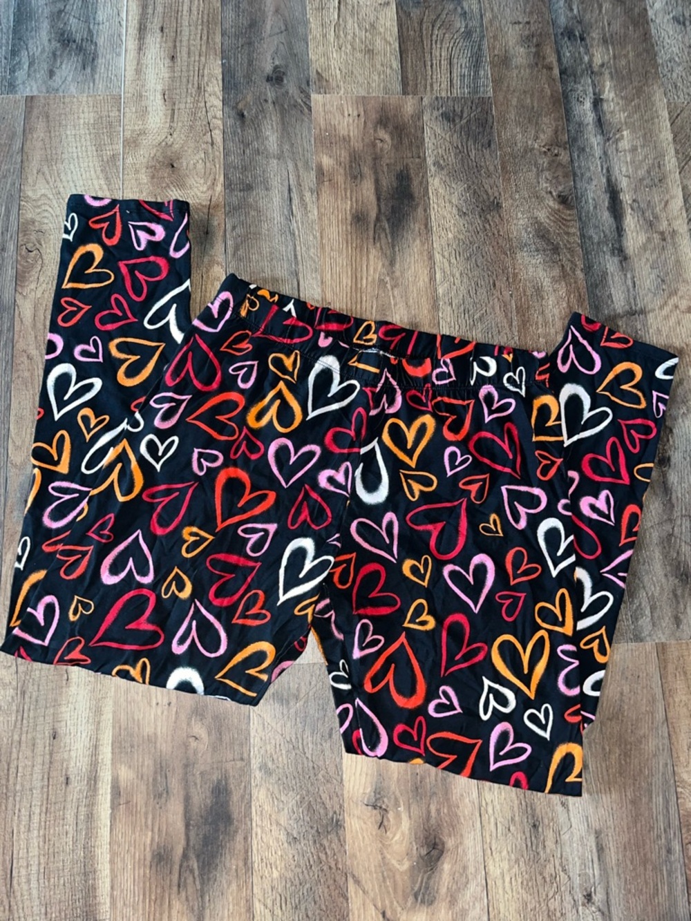 No Boundaries Black Leggings with Multicolor Heart Print